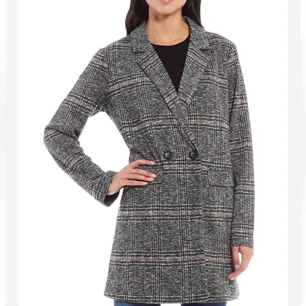 Sanctuary Carlyle Plaid Coat Abstract Plaid Soft Oversized Career Jacket Medium - Picture 4 of 15